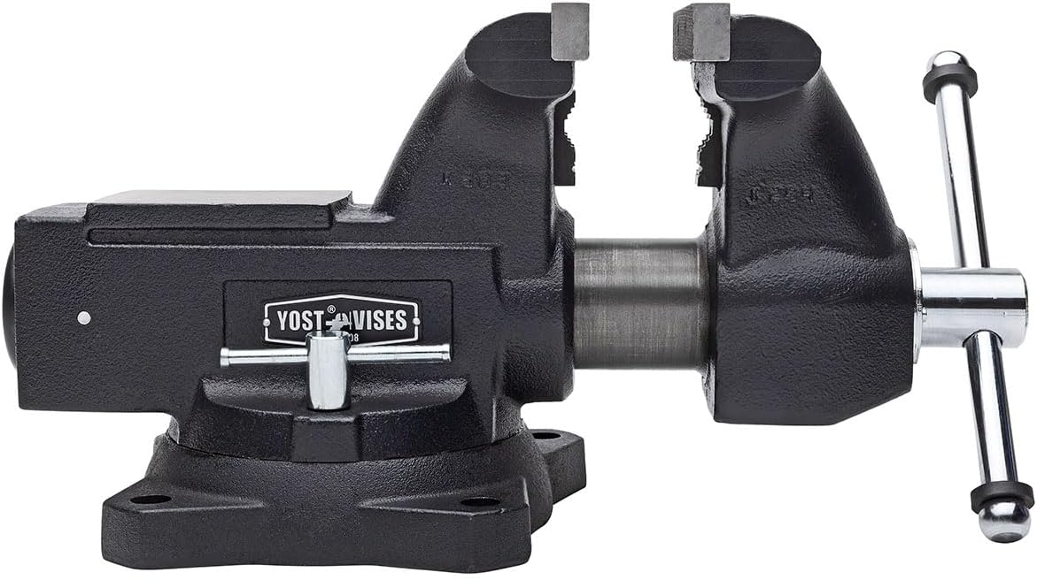 Yost HD650-C Heavy Duty 6-1/2 Inch Mechanics Work Bench Vise | Heavy Duty Woodworking & Metal Work Table with Secure Grip Swivel Base | 60,000 PSI Casting Iron Material with Extra-large Anvil Surface