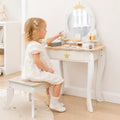 Little Girls Makeup Table with Mirror and Chair, Kids Vanity Table&Chair Set with Storage Drawer,Toddler Pretend Play Vanity Set with 9 pcs Multiple Make up Accessories,Princess Vanity Desk for 3+Kid