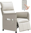 Recliner Chair，Electric Adjustable PU Leather Recliner with Remote Control and Padded Backrest,Recliner Single Sofa Seat with Thick Seat Cushion for Living Room Bedroom Home Theater (Beige)