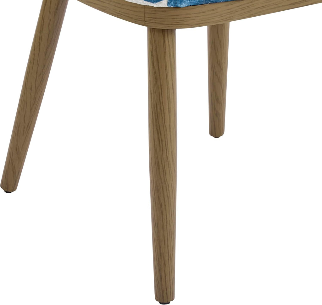 Christopher Knight Home Ringo Modern Fabric Upholstered Dining Chairs Set of 2, Wooden Dining Room Armless Chair, Curved Backrest Kitchen Side Chair, Brown+Blue+White