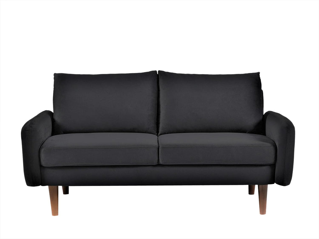 Container Furniture Direct Kent Velvet Loveseat Sofa for Modern Living Rooms and Compact Spaces, Comfy 2 Seater Couch Studio Apartment Furniture with Sleek Design, Black