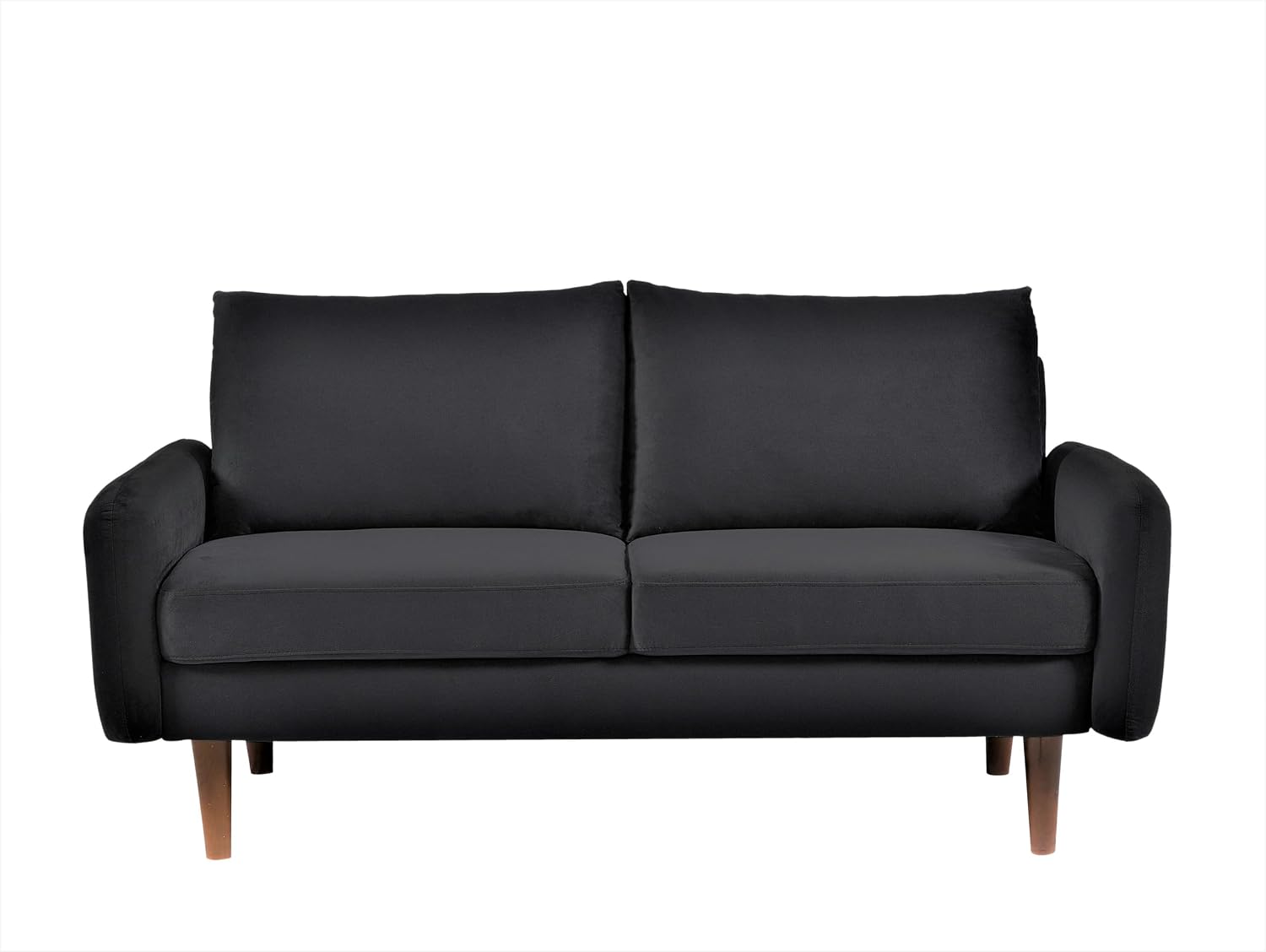 Container Furniture Direct Kent Velvet Loveseat Sofa for Modern Living Rooms and Compact Spaces, Comfy 2 Seater Couch Studio Apartment Furniture with Sleek Design, Black