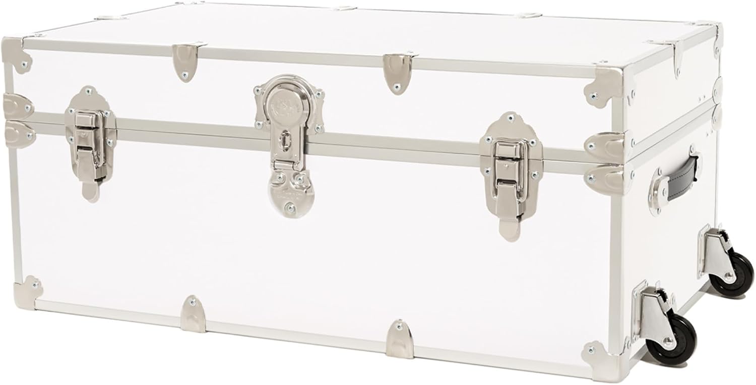 Rhino Trunk & Case Classic Camp & College Trunk with Wheels. 30'x17'x13', 1500+ lbs Capacity - Many Colors, Soft-Close Lid. Strong, USA Made Summer Camp Footlocker and Secure Dorm Storage Chest