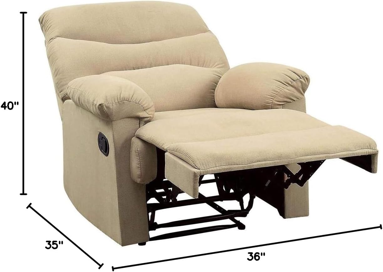 Acme Arcadia Upholstered Motion Recliner in Beige Microfiber