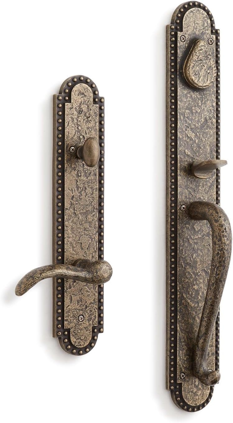 Signature Hardware 441551 Marconi Right Handed Solid Brass Full Plate Keyed Entry Single Cylinder Door Handleset with Interior Lever and 2-3/8' Backset