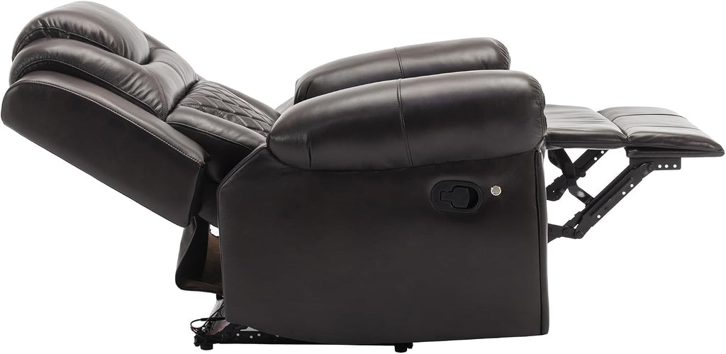 ERYE Manual Recliner Chair with LED Light Strip for Living Room, Bedroom, Manual Reclining Home Theater Seating Armchair, Faux Leather Tufted