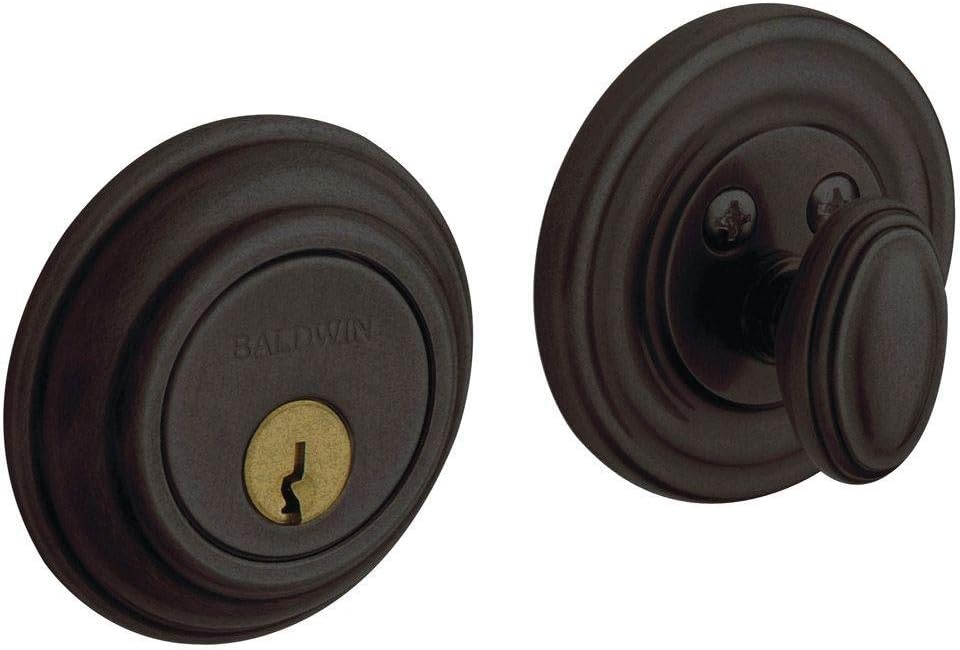Baldwin Estate 8231.402 Low Profile Traditional Single Cylinder Deadbolt in Distressed Oil Rubbed Bronze