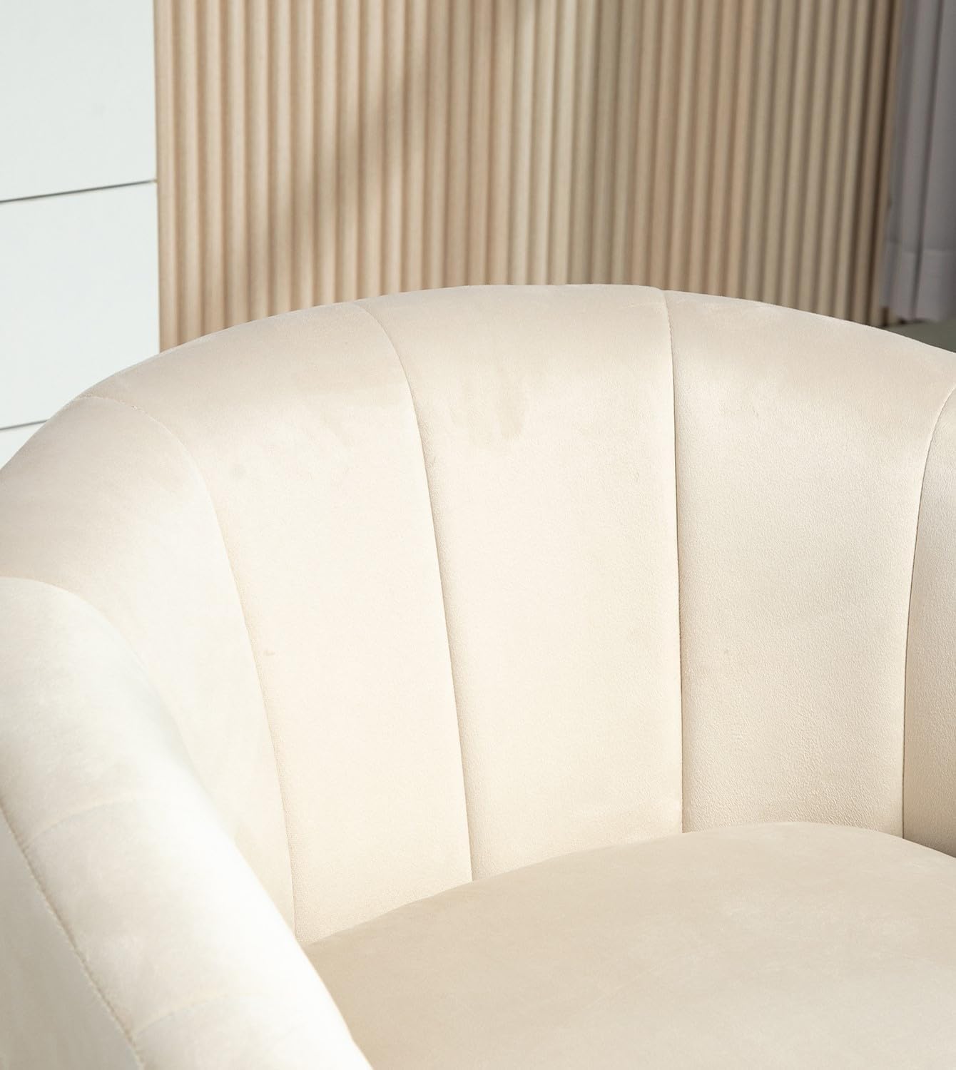 Container Furniture Direct Velvet Modern Accent Armchair - Luxury Gold Frame | Versatile Seating for Living Room, Bedroom, Office, Beige