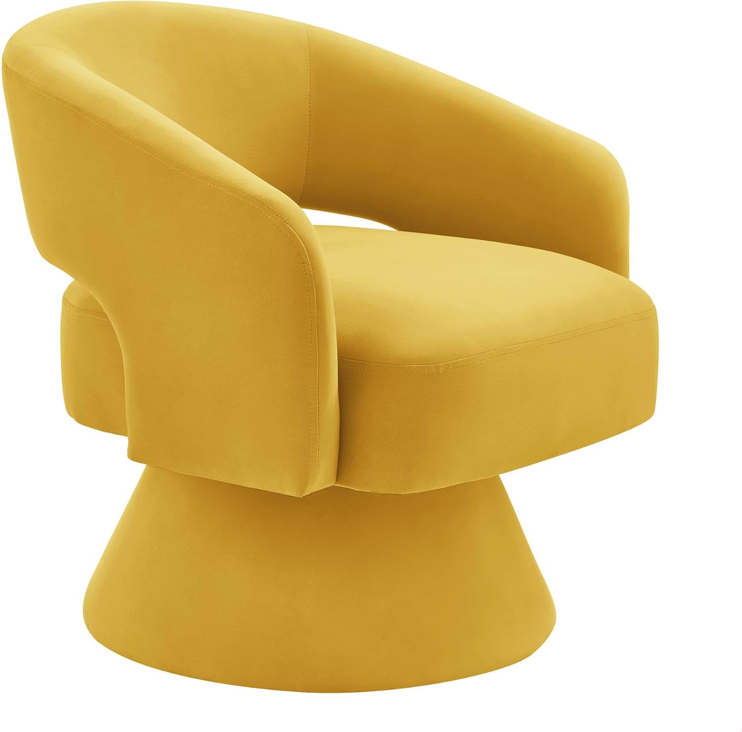 GDFStudio Swivel Barrel Chair Accent Arm Chair for Living Room Upholstered Velvet Round Reading Armchair Modern 360 Degree Comfy Swivel Chair with Open Backrest for Bedroom Office, Yellow