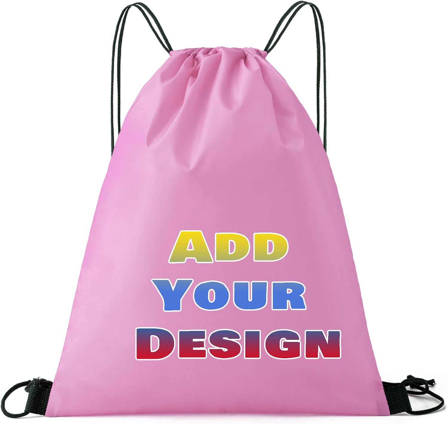 Custom Drawstring Bags Set of 50, Personalized Bulk Pack with Logo/Text-Suitable for Travelling Gym Camping Hiking-Pink