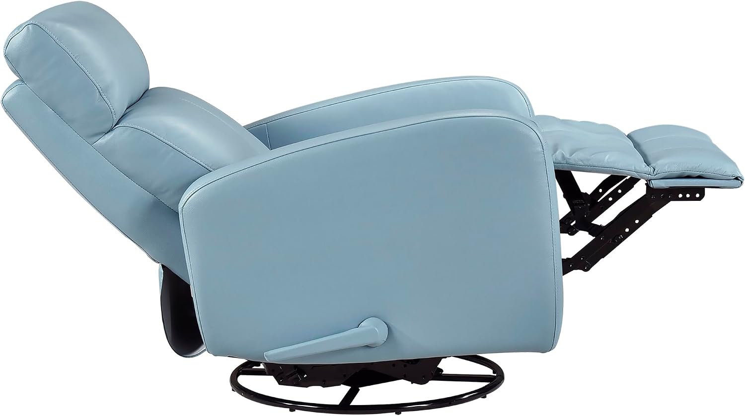 Lexicon Swivel Glider Reclining Chair, Top Grain Leather Match Manual Pull Handle Recliner, Comfy Nursery Glider Recliner, Swivel Reclining Chair for Living Room/Office/Bedroom/Apartment, Blue