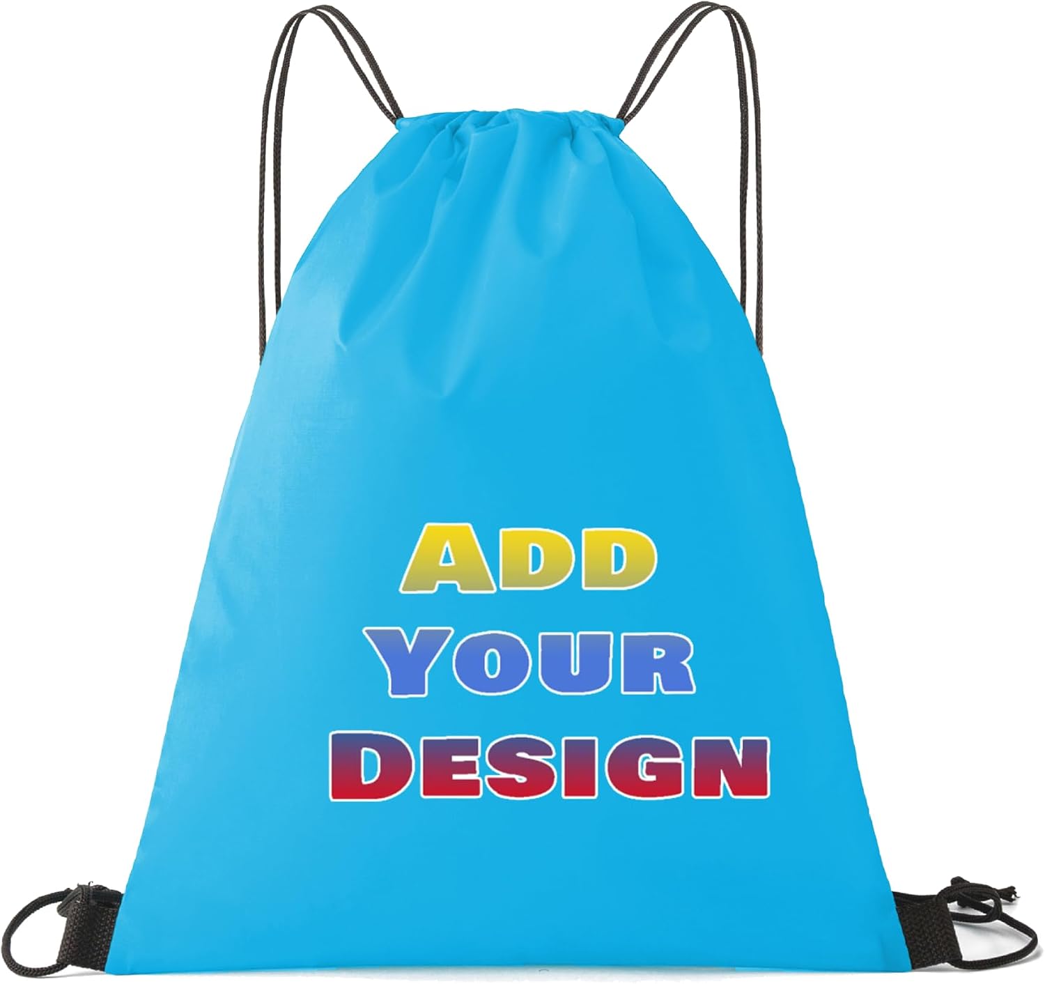 Custom Drawstring Bags Set of 50, Personalized Bulk Pack with Logo/Text-Suitable for Travelling Gym Camping Hiking-Sky Blue