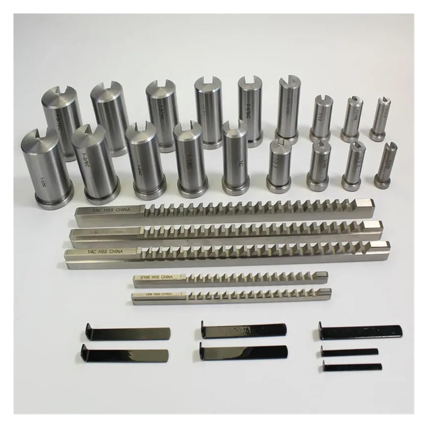Keyway Broach Kit 30pcs Keyway Broach Set, Inch Sized 5pcs Broaches 1/2''-1-1/2'' 18pcs Bushings and 7pcs Shims HSS Keyway Tool for CNC Machine