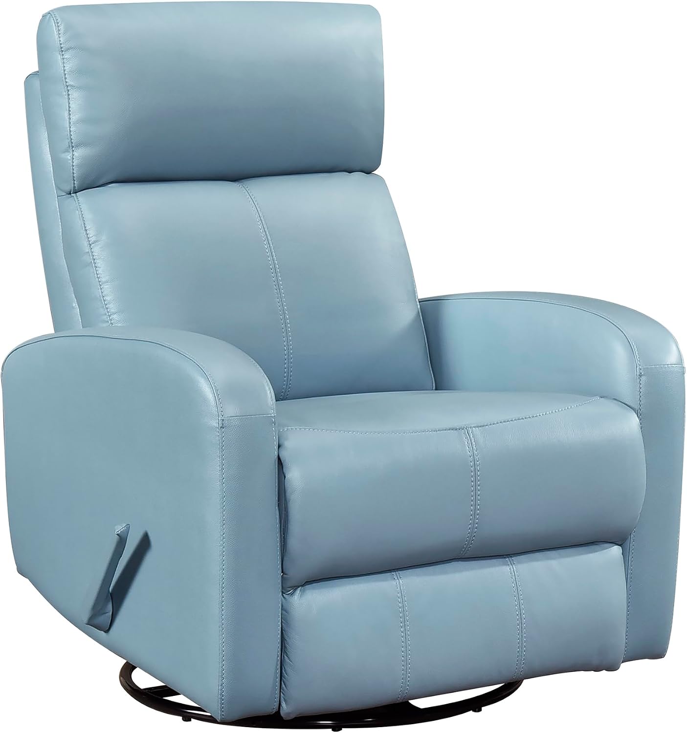 Lexicon Swivel Glider Reclining Chair, Top Grain Leather Match Manual Pull Handle Recliner, Comfy Nursery Glider Recliner, Swivel Reclining Chair for Living Room/Office/Bedroom/Apartment, Blue