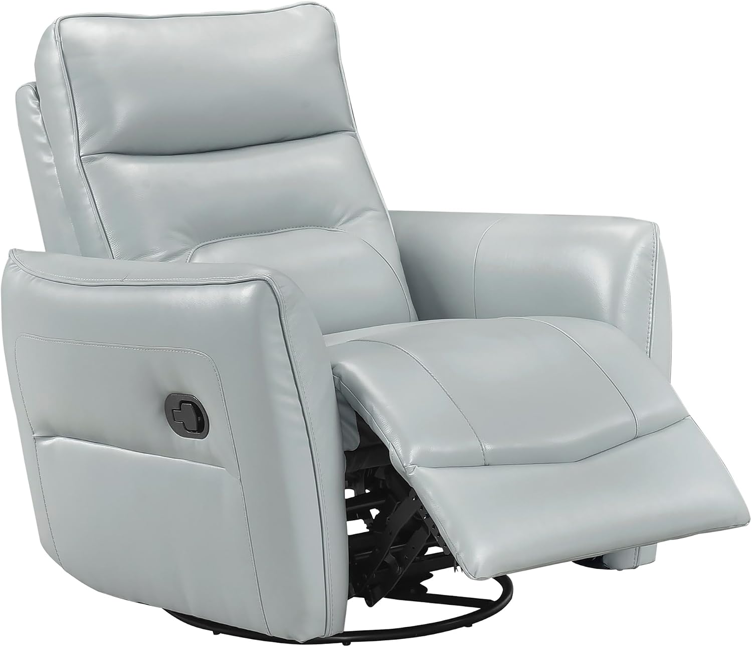 Lexicon Swivel Glider Reclining Chair, Top Grain Leather Match Manual Recliner, Comfy Nursery Glider Recliner, Swivel Reclining Chair for Living Room/Office/Bedroom/Apartment, Aqua