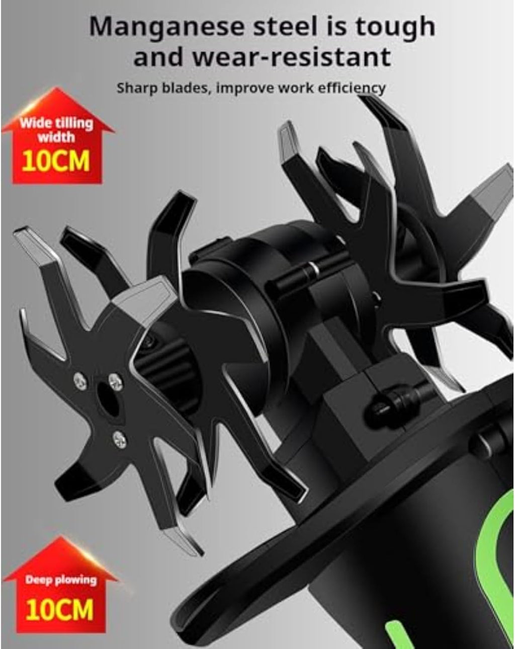 2 in 1 Cordless Tiller and Cultivator with Extension Pole, 20V Lightweight Handheld Battery Tiller Cultivator for Garden, Flower Beds, Weeding, Trenching, Battery Included (2 Battery)