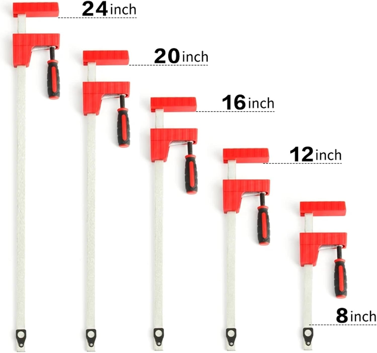 1pcs 8-24 inch 1500N Heavy Duty F Parallel Clamp Large Fiture Clamp 80mm Depth Adjustable Clamps for Woodworking(4pcs 16 inch)
