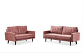 Container Furniture Modern Style Tufted Velvet Couches for Living Room with Soft Fabric Upholstery and Solid Wood Frame, 2 Piece Sofa and Loveseat Set, Rose