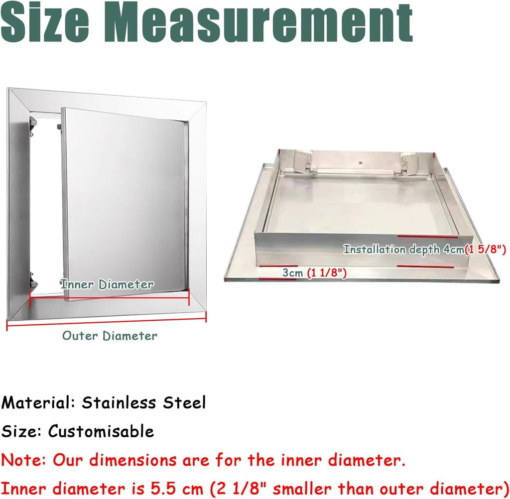 BBQ Access Door Stainless Steel, Touch Latch Single Access Cabinet Door, Plumbing Service Entrance Cover, Metal Inspection Loft Trap Hatch(450x600mm/18x24in)