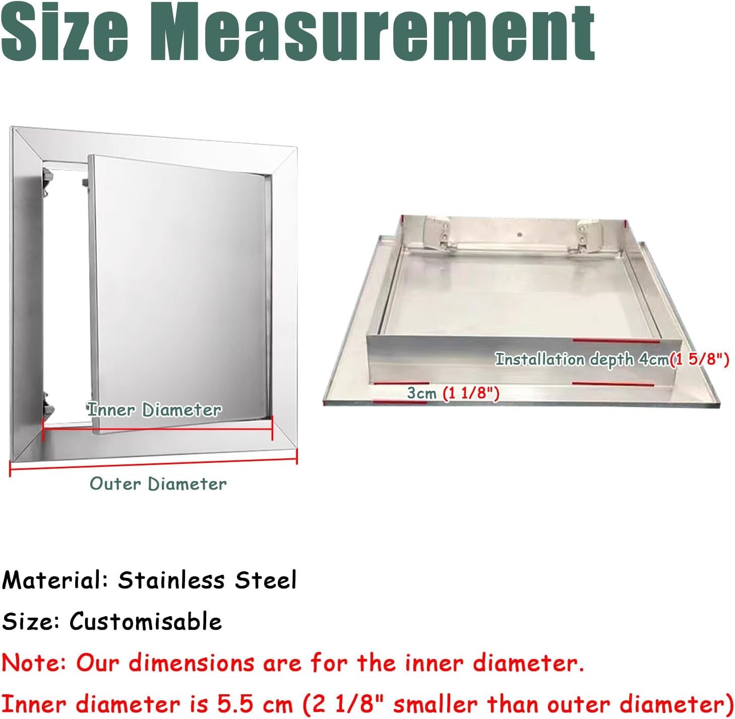 BBQ Access Door Stainless Steel, Touch Latch Single Access Cabinet Door, Plumbing Service Entrance Cover, Metal Inspection Loft Trap Hatch(450x650mm/18x26in)