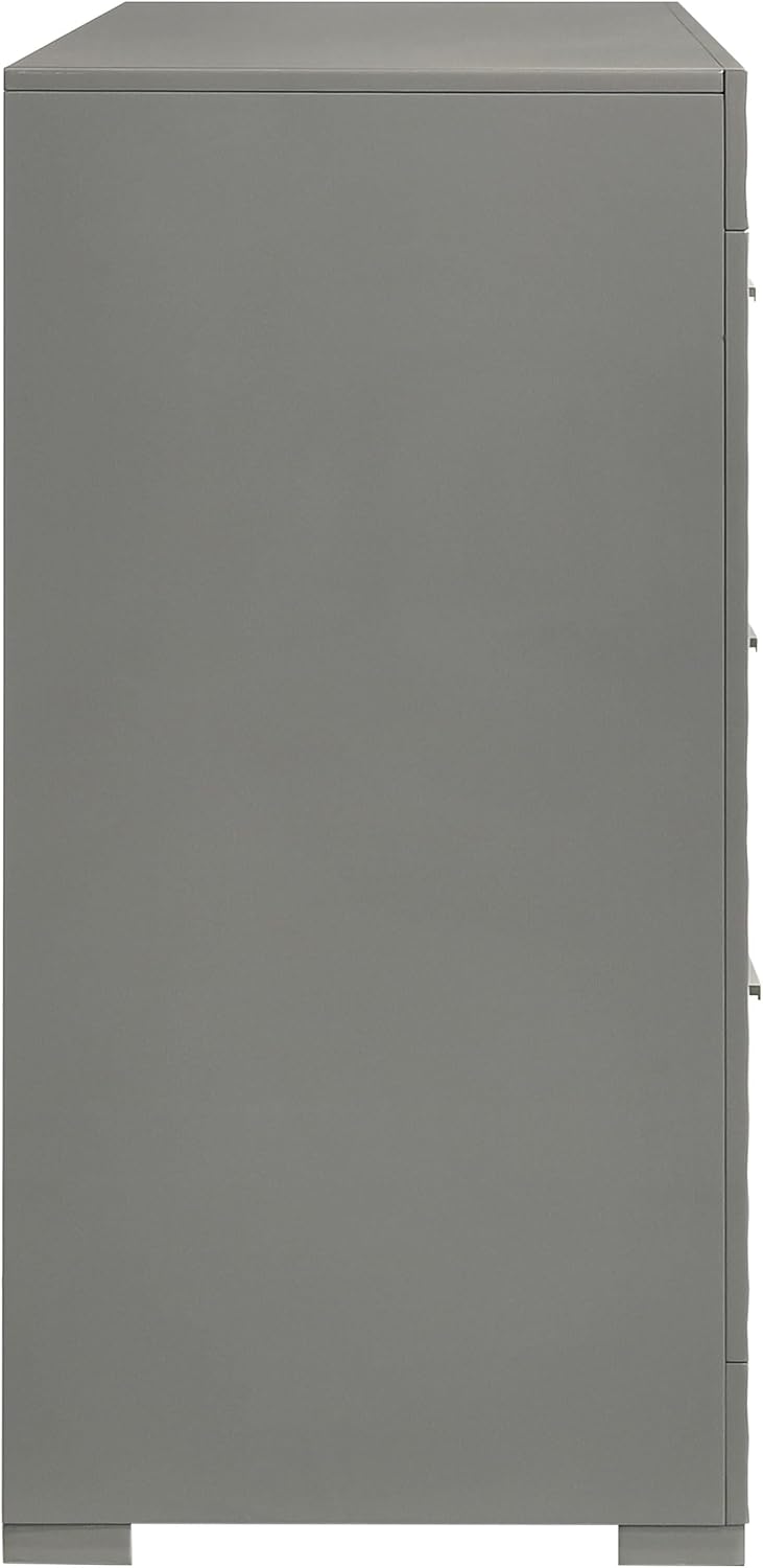 Coaster Home Furnishings - Ives - Wood - 6-Drawer Dresser with Contemporary Style, Tile Emboss, Felt-Lined Top, Metal Handles, Metal Extension Glides - Bedroom - Grey High Gloss - 224973