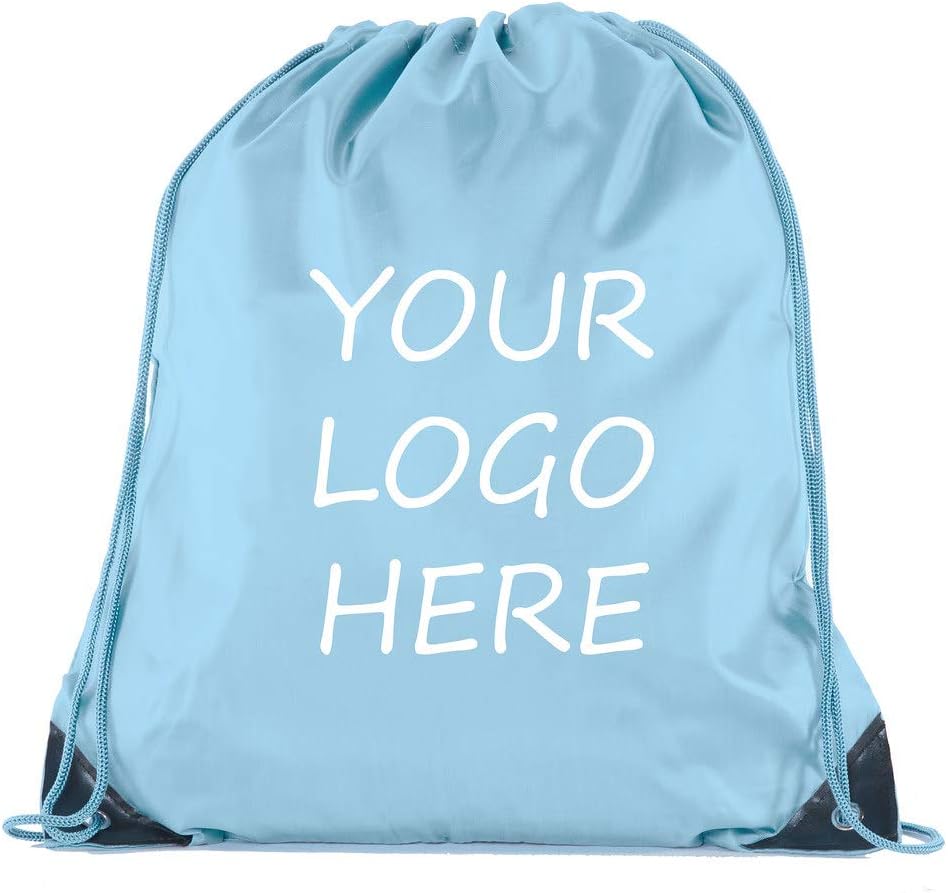 Mato & Hash Custom Bags With Your Logo | 100PK Promotional Drawstring Backpack - 100PK Baby Blue CE2500