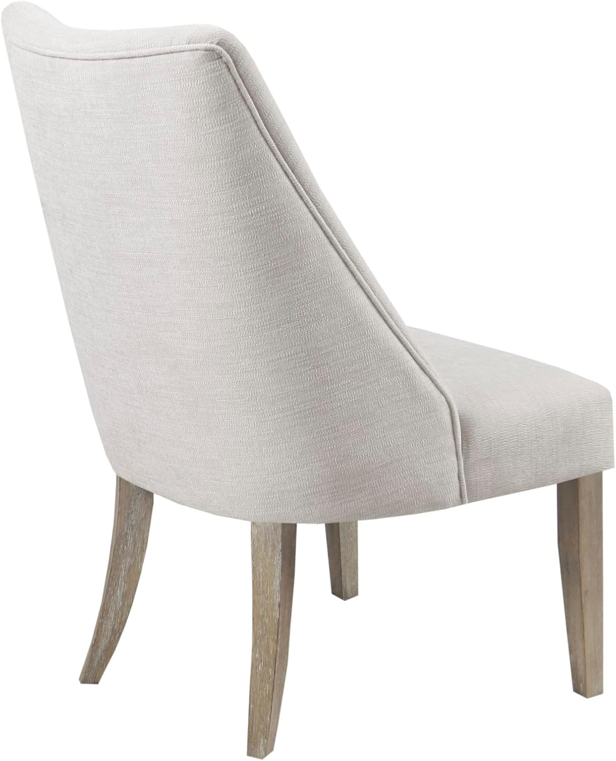 Martha Stewart Winfield Upholstered High Back Accent Dining Chairs Set of 2, Padded Seat, Solid Wood Legs, Chambray Fabric, Cottage, Farmhouse, Ivory, 23' W x 24.75' D x 38' H