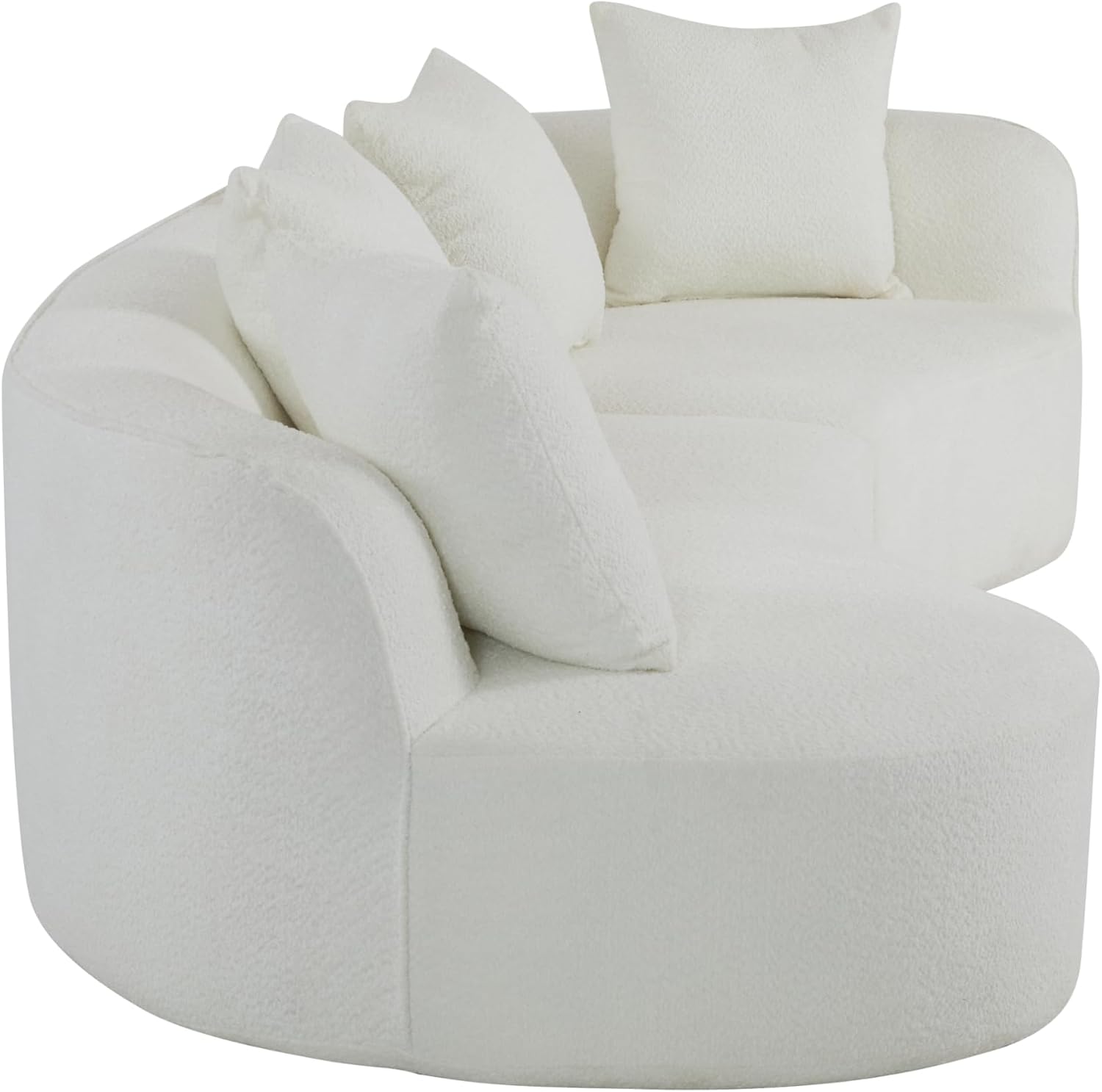 Christopher Knight Home Braebt 126' Modular Sofa with 4 Throw Pillows, Curved 5-Seater Large Sofa Couches, Comfy Upholstered Sectional Cloud Couch for Living Room, Study, No Assembly Required, Beige