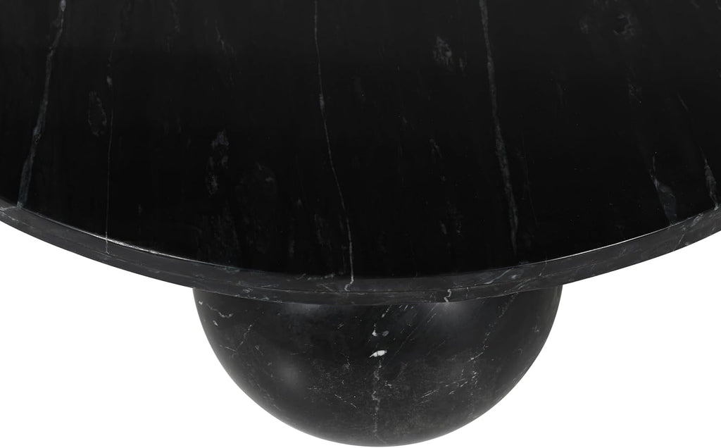 Meridian Furniture 264Black-CT Spherical Collection Art Deco Coffee Table with Genuine Marquino Black Marble, Three Round Ball Shaped Genuine Marble Bases, 39' W x 39' D x 13' H, Black