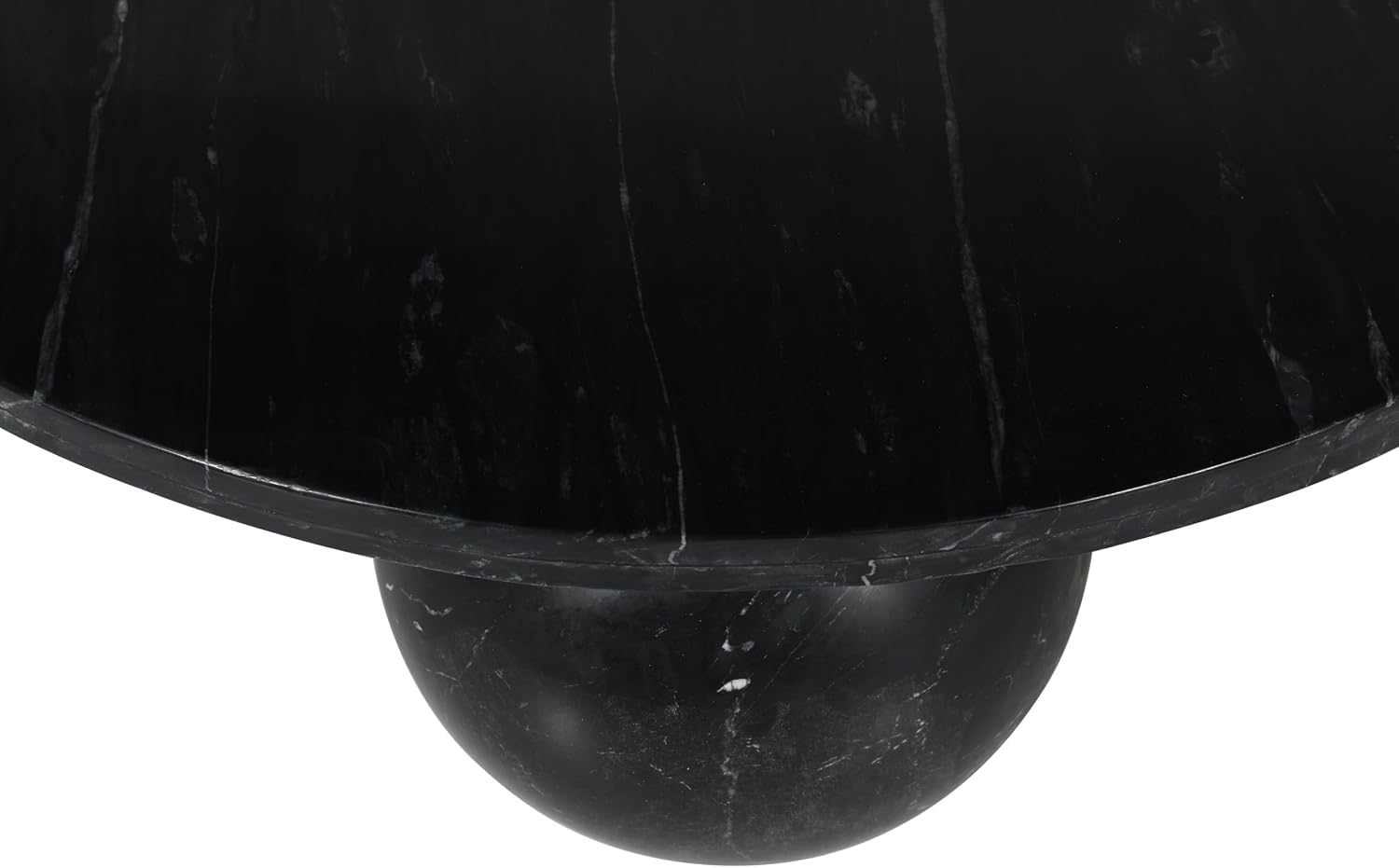 Meridian Furniture 264Black-CT Spherical Collection Art Deco Coffee Table with Genuine Marquino Black Marble, Three Round Ball Shaped Genuine Marble Bases, 39' W x 39' D x 13' H, Black