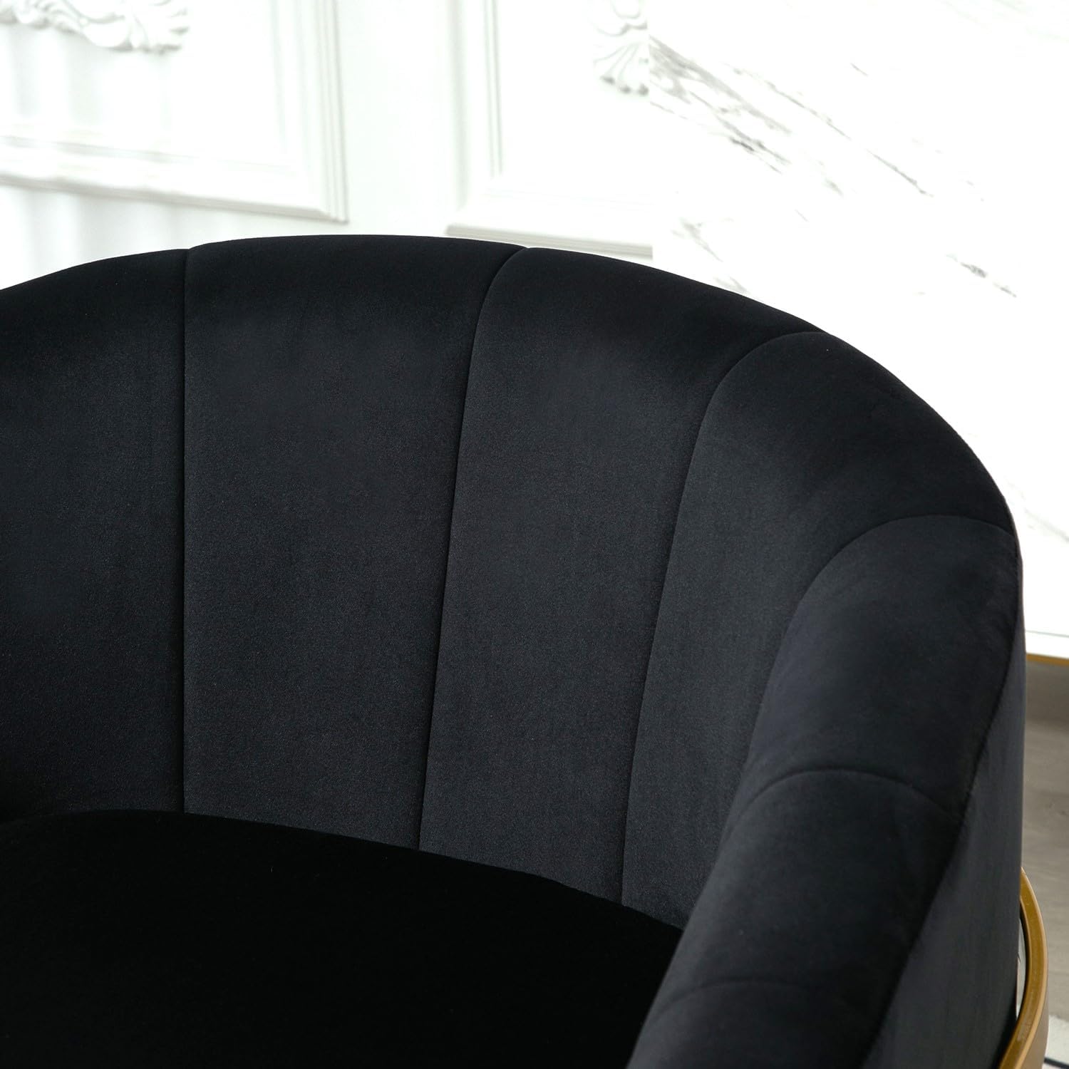Container Furniture Direct Velvet Modern Accent Armchair - Luxury Gold Frame | Versatile Seating for Living Room, Bedroom, Office, Black