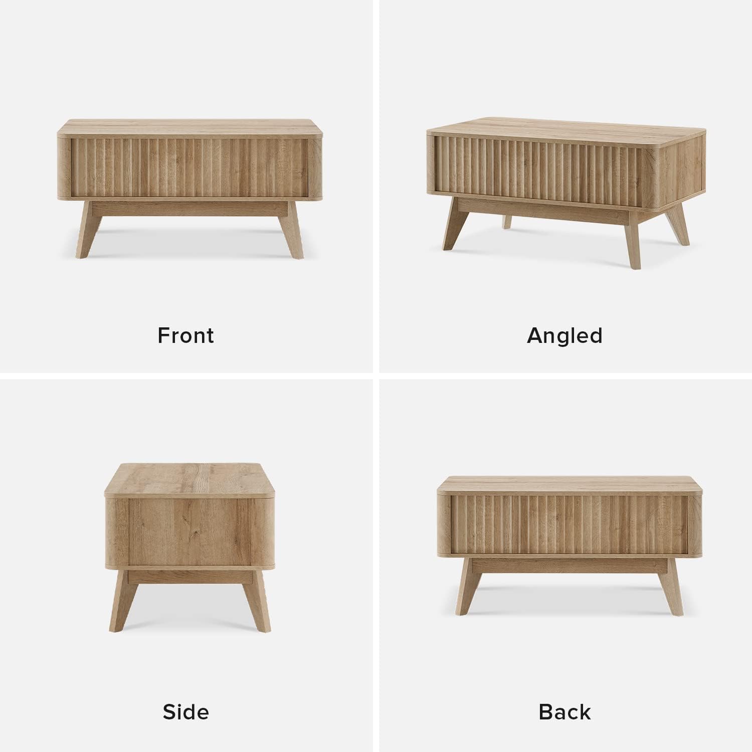 mopio Brooklyn Coffee Table, Lift Top Coffee Tables for Living Room, Mid Century, Modern Farmhouse Center Table with Lifting Top & Hidden Storage, Fluted Panel, Rising Pull Up (Oak Fluted)