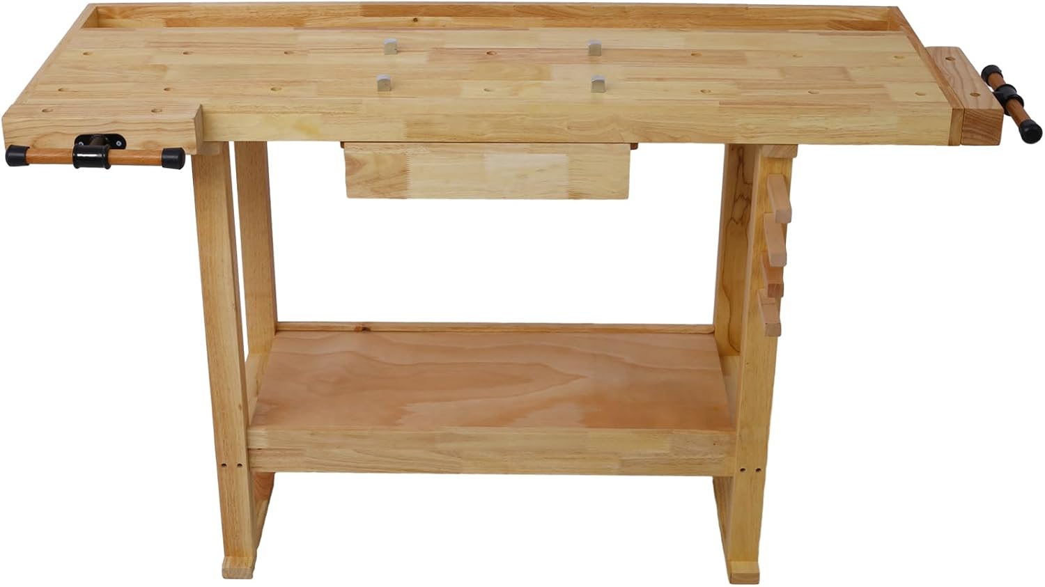 Olela Wood Workbench, Integrated Vise and Bench Dog Holes Garage Workbench with Drawers, 55 inches Heavy Duty Workbench Weight Capacity of 3300lbs (55'-1 Drawer and 1 Shelf)