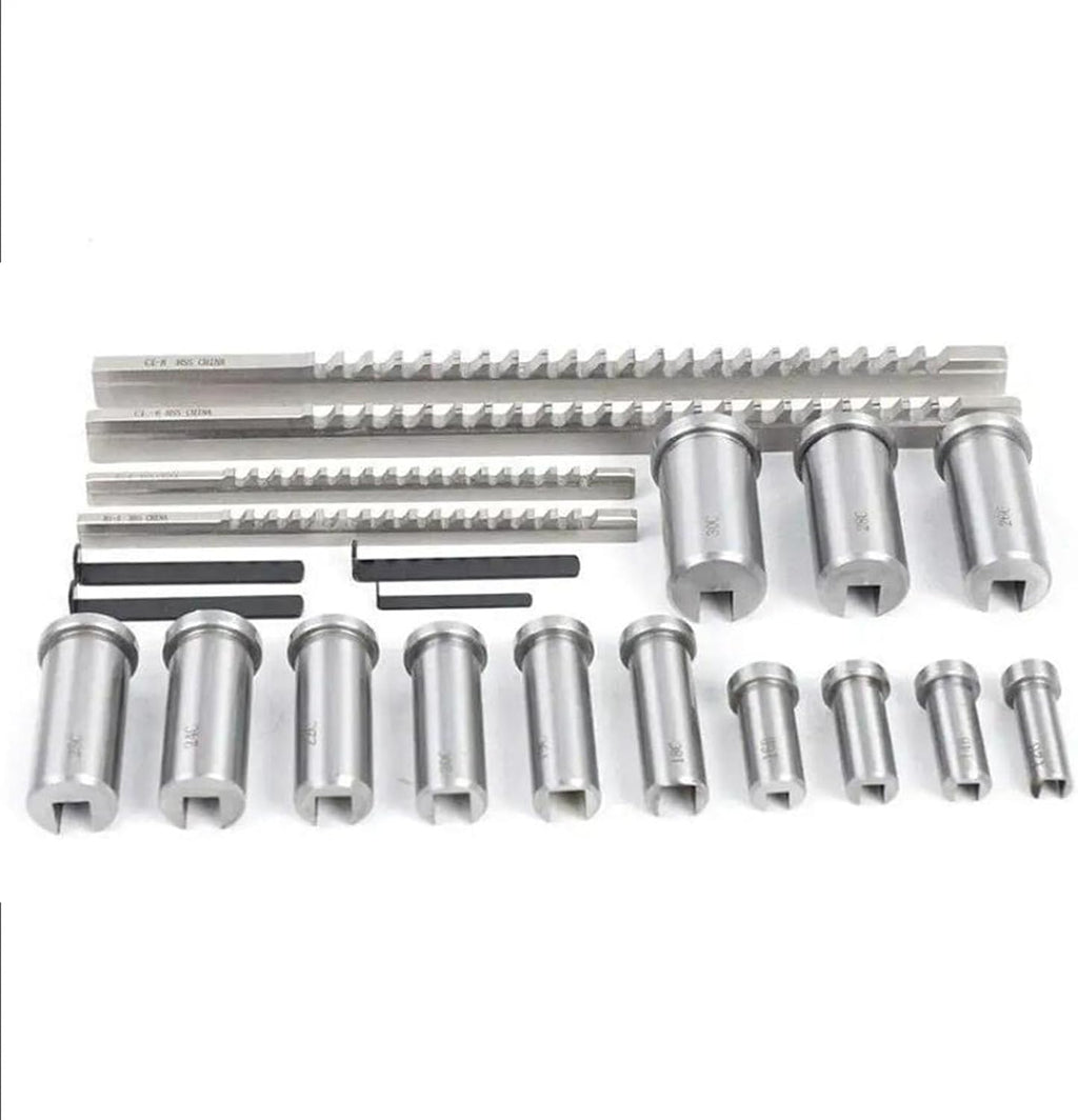 22 Pcs Keyway Broach Kit, HSS Industrial Tools for Lathe Metric Size 4 pcs Broach & 13 Collared Bushing & 5 Gaskets Cutting Tools for Lathe Keyway Size B-4mm,B-5mm,C-6mm,C-8mm