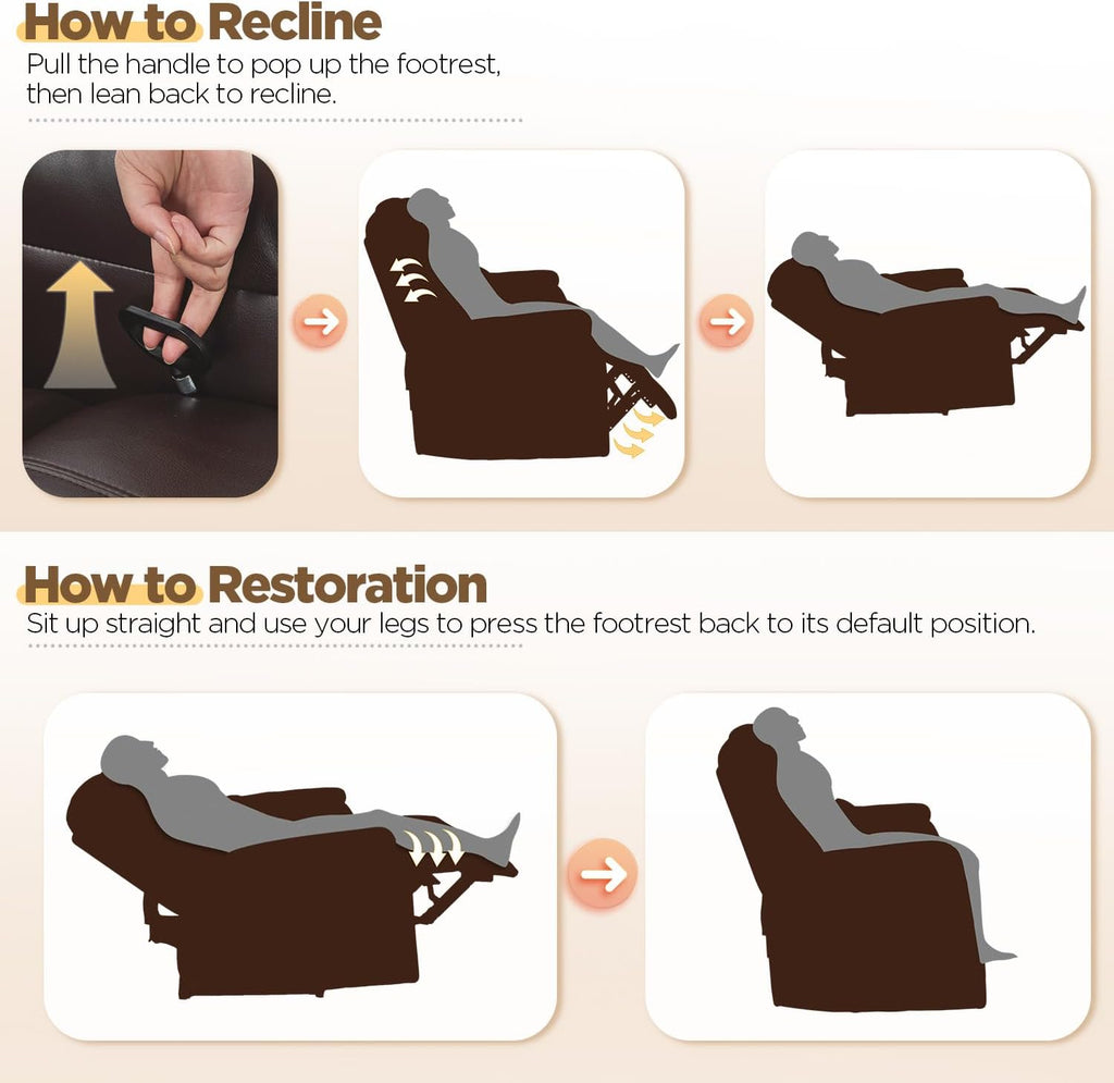 RV Loveseat Recliner with Console, Reclining Loveseat Sofa, Manual Home Theater Seating with Pockets/Cup Holders for Living Room/RV Furniture (Chocolate PU)