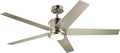 Kichler Brahm 56 in LED Ceiling Fan with Light, 5 Blade Modern Indoor Fan with Etched Cased Opal Glass in Brushed Stainless Steel, Reversible Silver and Walnut Blades, 300044BSS
