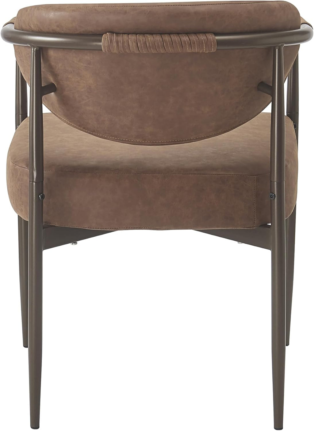 Christopher Knight Home Hyeok Modern Upholstered Dining Chairs Set of 2, Armchair Set with Metal Frame, Comfy Accent Chair with PU Leather Backrest/Seat Cushions for Kitchen/Dining Room, Brown