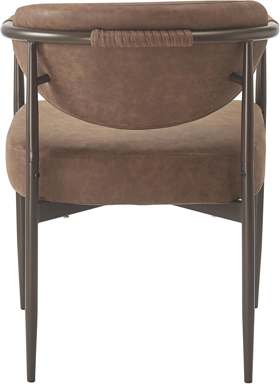 Christopher Knight Home Hyeok Modern Upholstered Dining Chairs Set of 2, Armchair Set with Metal Frame, Comfy Accent Chair with PU Leather Backrest/Seat Cushions for Kitchen/Dining Room, Brown