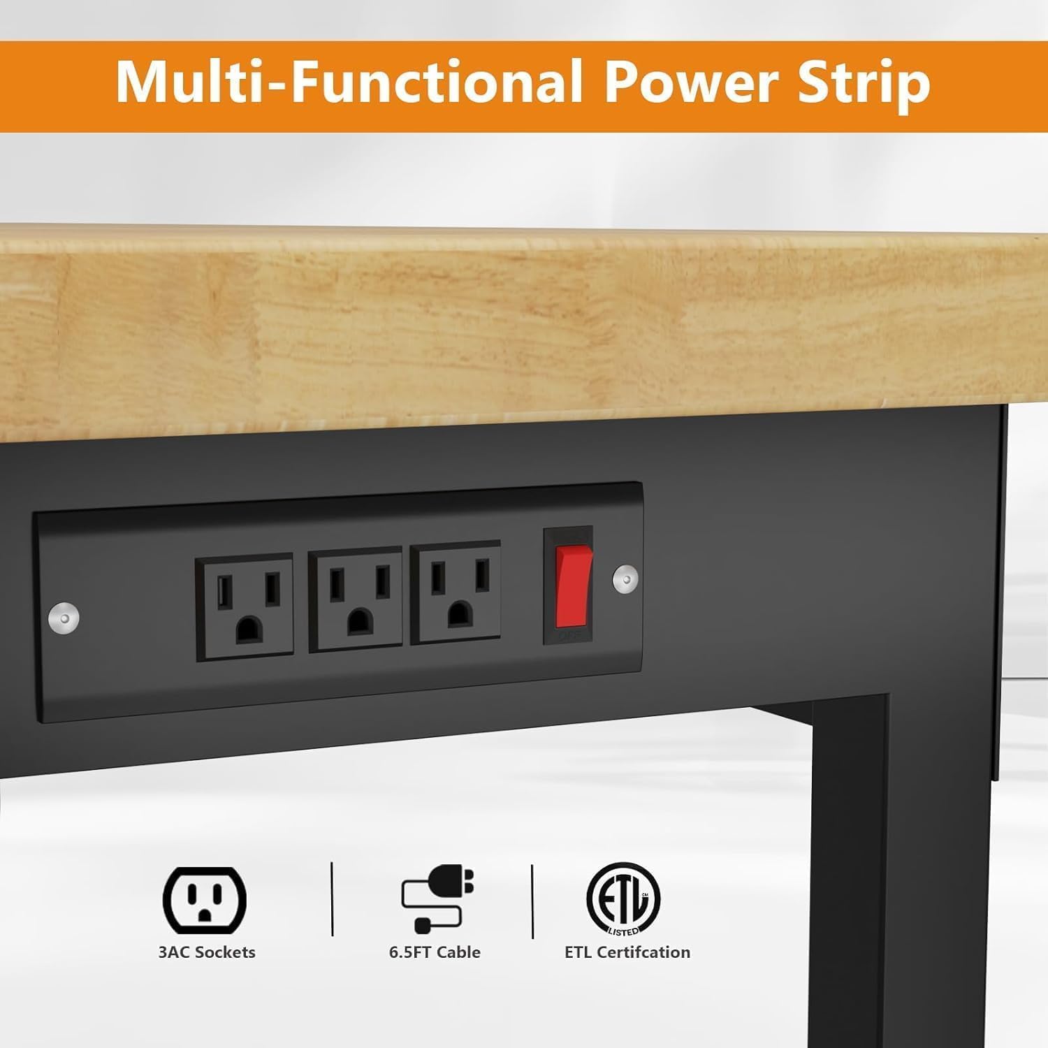60' Heavy Duty Work Bench with Wheels, Adjustable Height Workbench with Drawers, 2000 LBS Capacity Work Table with Power Outlets for Garage, Workshop, Office, Home