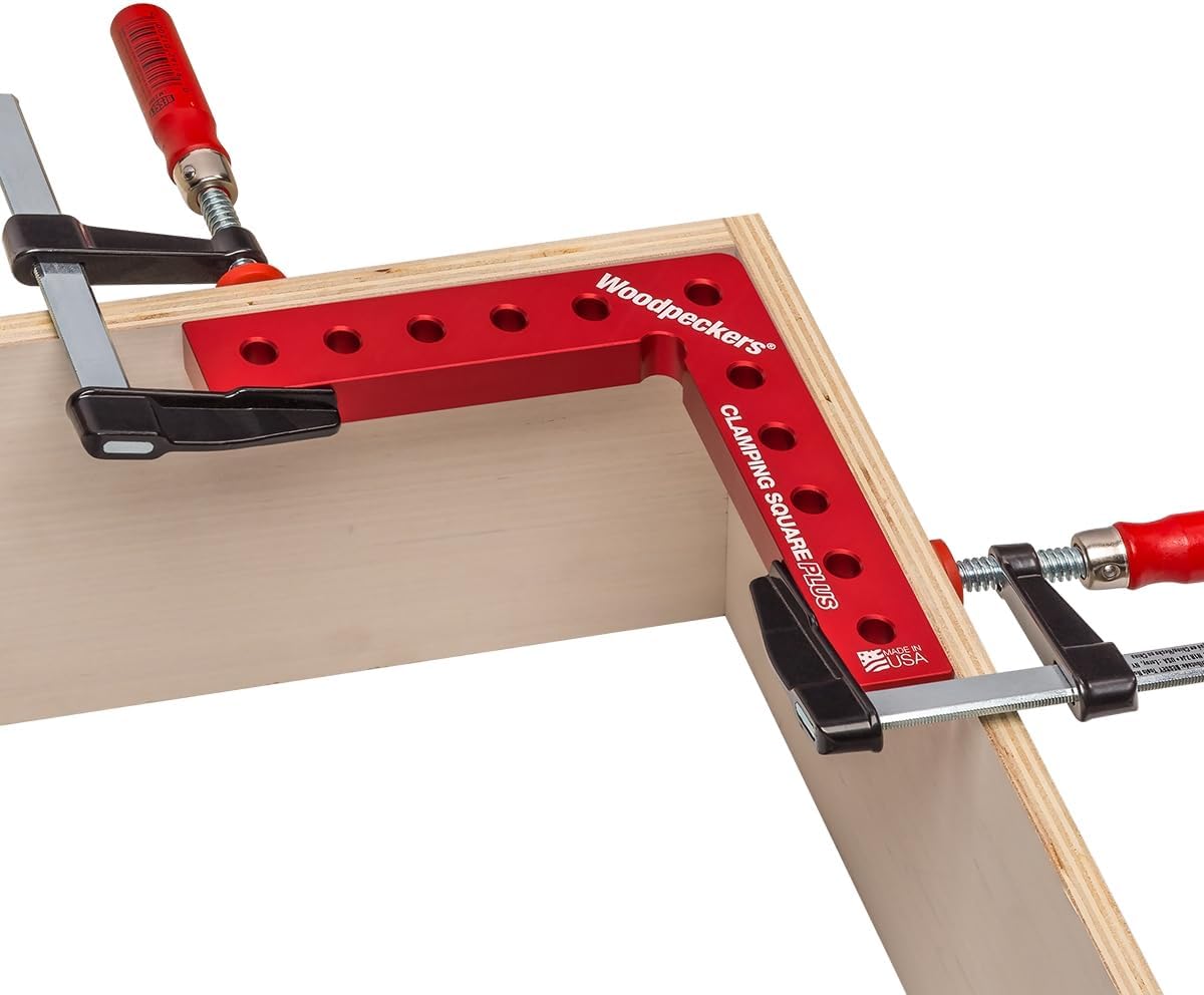 Woodpeckers Clamping Squares Plus, 4 Pack CSP Squares, 6.75 Inch Long Aluminum 90-Degree Corner Clamps for Woodworking, USA Made