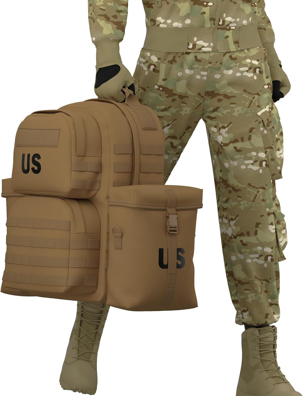 Akmax MOLLE II Medium Rucksack Military Tactical Backpack with Detachable Side Pouches & Upgraded Frame for Enhanced Comfort