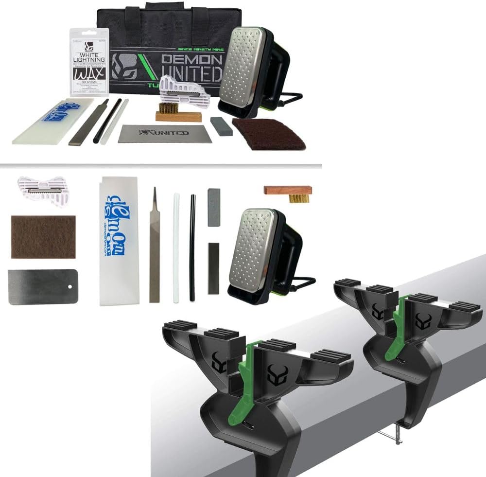 Demon United Total Ski and Snowboard Tuning Kit with Made in USA All Season Wax and Ski and Snowboard Ultra Vise for Tuning