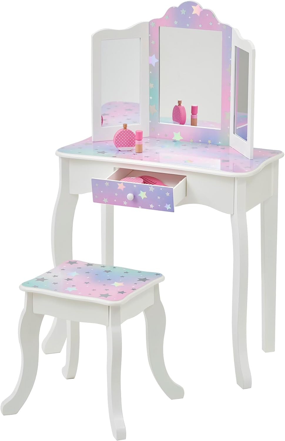 Teamson Kids - Starry Sky Print Gisele Medium Vanity - White/Lavender