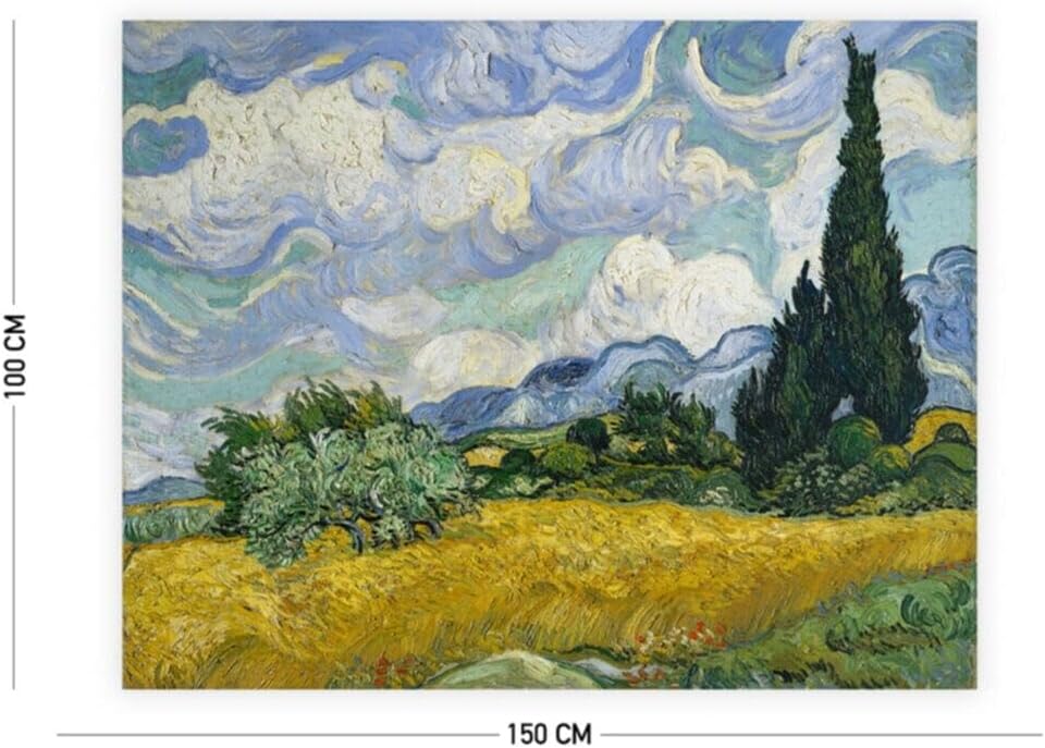 Van Gogh Cypress Tree Tapestry Wall Hanging 65x40cm Cotton Famous Painting Design Home Decor Dorm Room Art Koyu Green - Green, 55x39 inch