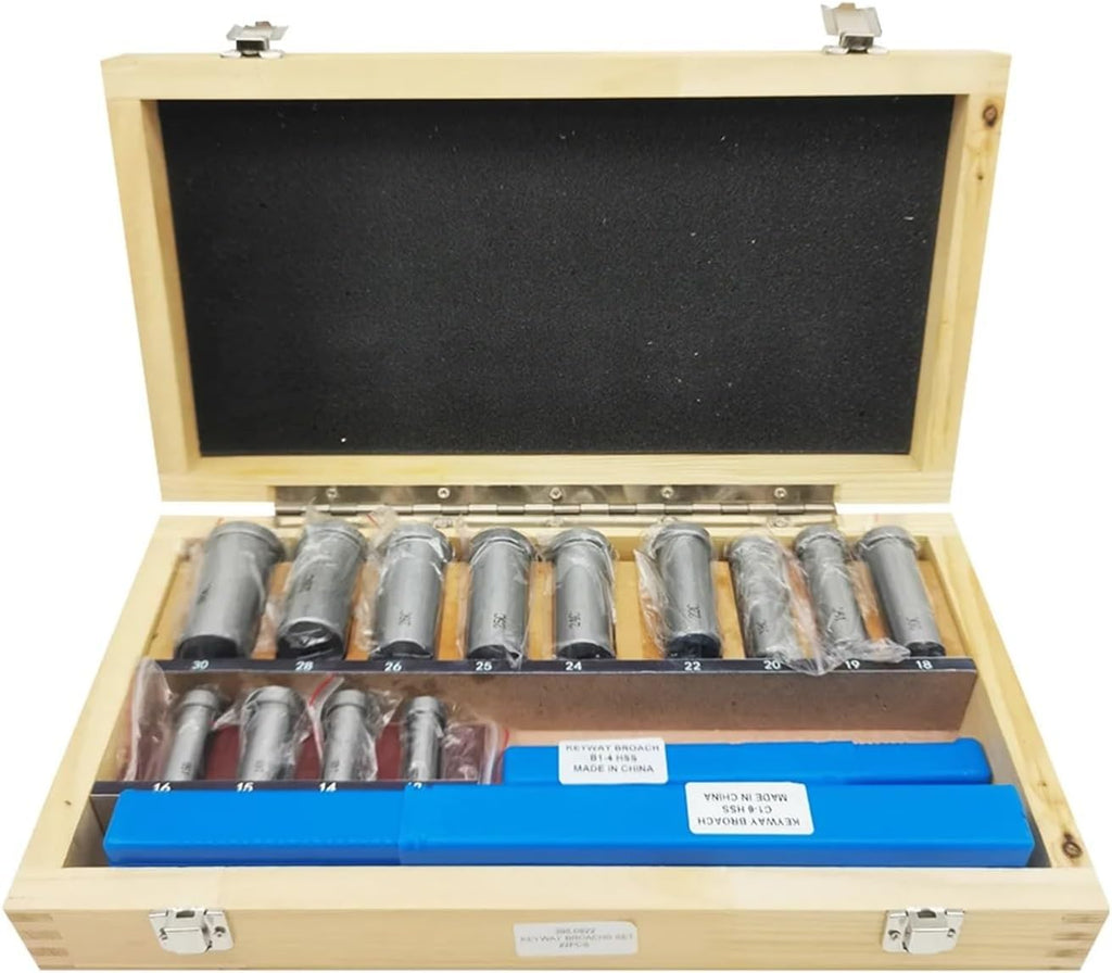 Push Type Keyway broaches 22pcs Keyway Broach Set Broaching Tool Bushing Shim Set Metric Systems 12-30 HSS Keyway Tool