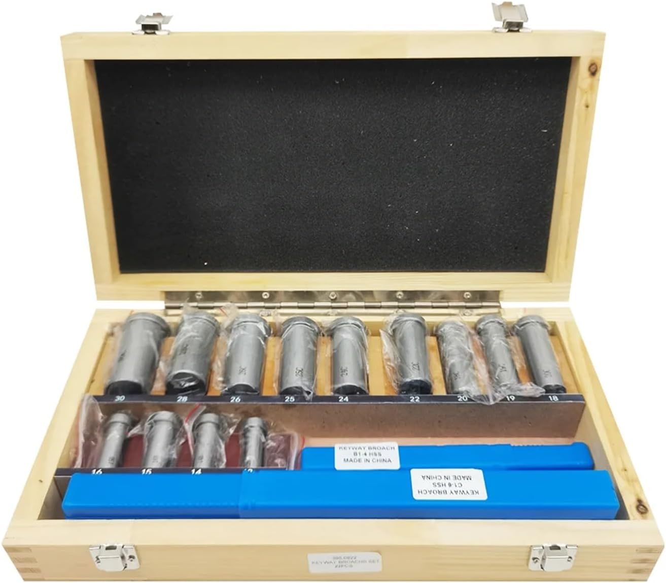 Push Type Keyway broaches 22pcs Keyway Broach Set Broaching Tool Bushing Shim Set Metric Systems 12-30 HSS Keyway Tool