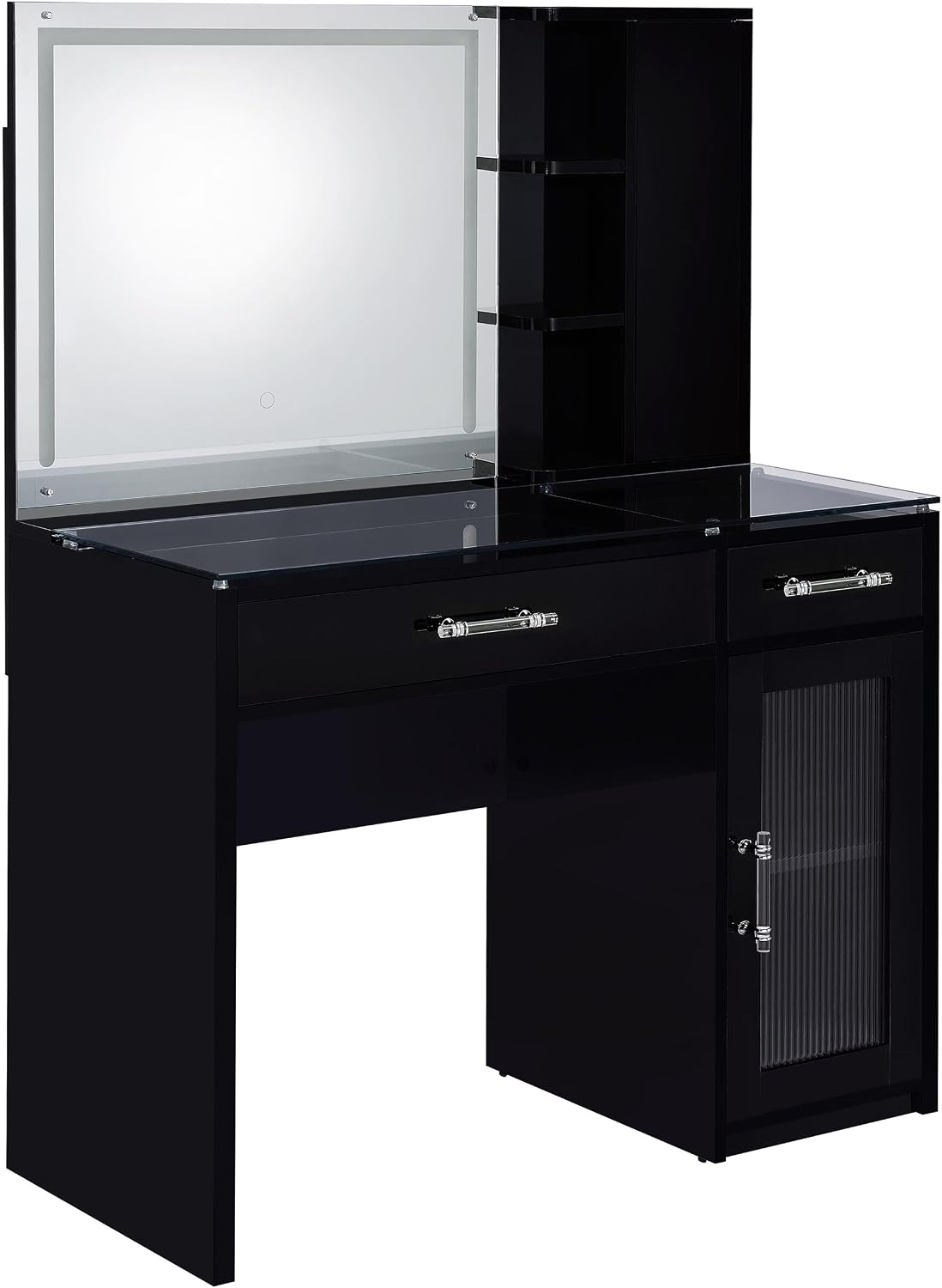 Coaster Home Furnishings Flora 2-Drawer Vanity Set with Led Mirror Black High Gloss