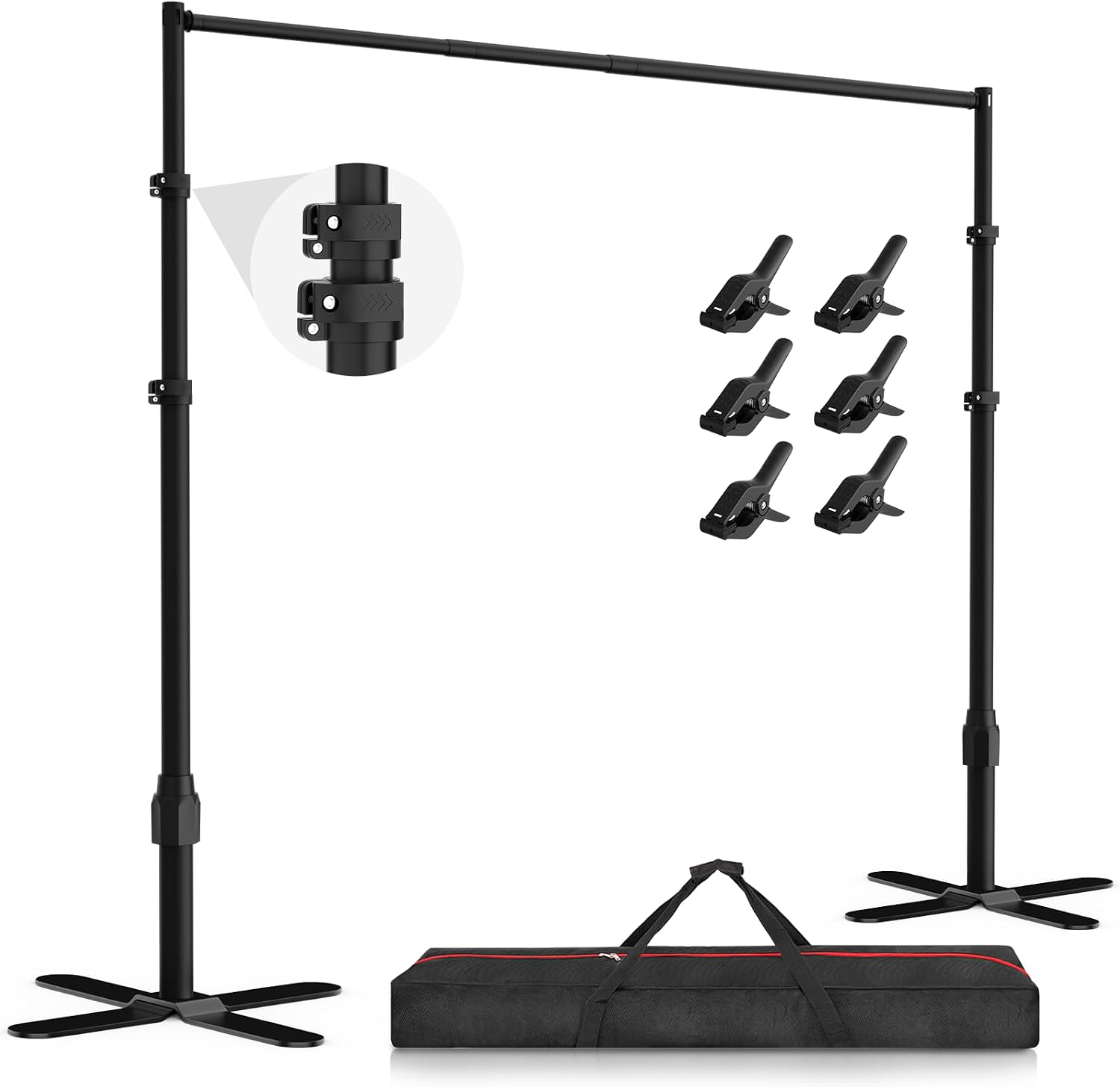 EMART Backdrop Stand Heavy Duty 10x10Ft, Pipe and Drape Photo Background Photography Kit, Adjustable Metal Frame with X-Shaped Base for Wedding Birthday Party Decoration-Black