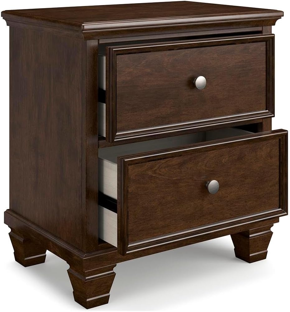 Signature Design by Ashley Danabrin Classic 2 Drawer Nightstand for Bedroom, 26.63' Tall, Dark Brown