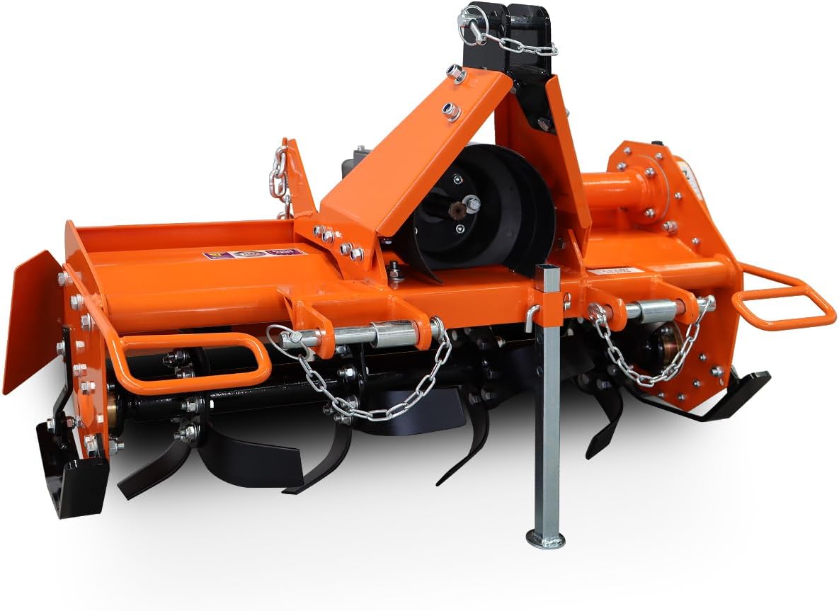 37' Rotary Tiller Attachment - Cat 1 3-Point PTO Driven, Single Speed 540 RPM Gearbox, 37.40' Working Width, 4.7' Max Depth, for 20–30HP Tractors - Not PTO Shaft